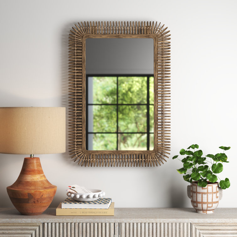 Teagan Rectangle Rattan Wall Mirror & Reviews Joss & Main